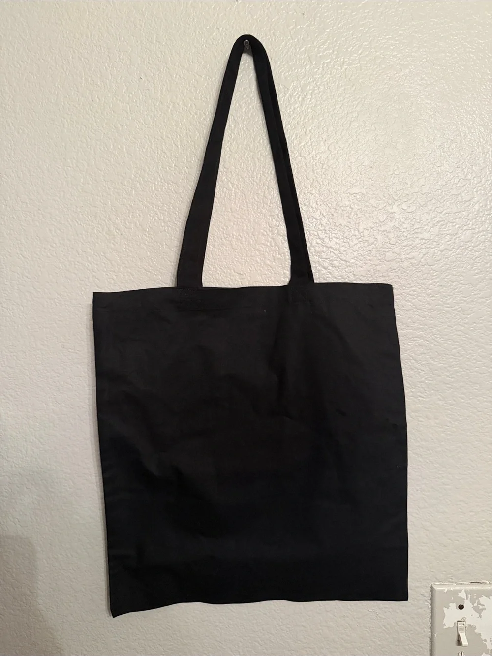 Black Tote Bag with White Floral Print - Stylish Everyday Carry